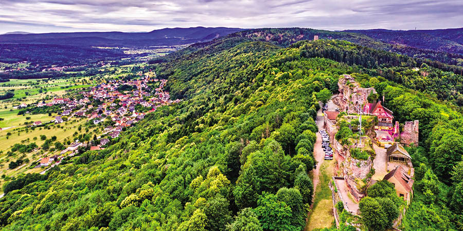 Admiring the views from Haut-Barr Castle