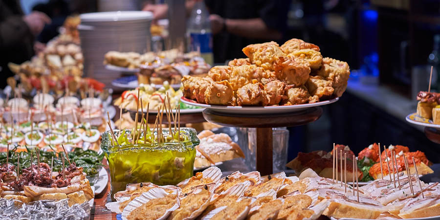Enjoying a pintxos lunch during a tour of San Sebastián